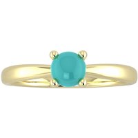 9ct Yellow Gold 4 Claw Turquoise Ring - Ring Size E.5