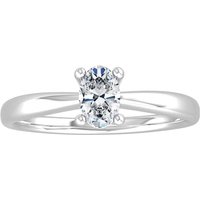9ct White Gold 4 Claw Oval 0.40ct Diamond Ring - Ring Size P