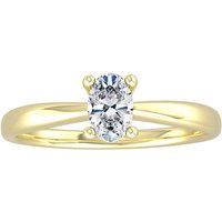 9ct Yellow Gold 4 Claw Oval 0.40ct Diamond Ring - Ring Size G.5