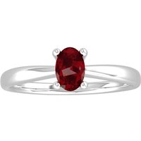 9ct White Gold 4 Claw Oval Garnet Ring - Ring Size U.5
