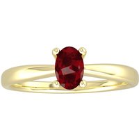 9ct Yellow Gold 4 Claw Oval Garnet Ring - Ring Size N