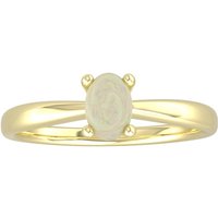 9ct Yellow Gold 4 Claw Oval Opal Ring - Ring Size K.5