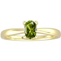 9ct Yellow Gold 4 Claw Oval Peridot Ring - Ring Size C