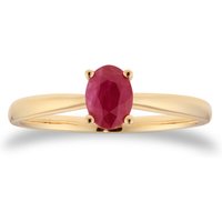 9ct Yellow Gold 4 Claw Oval Ruby Ring - Ring Size Y.5