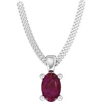 9ct White Gold 4 Claw Oval Cut Ruby Pendant & Chain