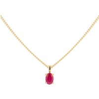 9ct Yellow Gold 4 Claw Oval Cut Ruby Pendant & Chain