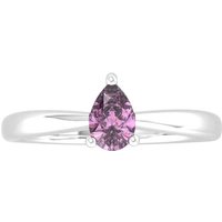 9ct White Gold 4 Claw Pear Cut Amethyst Ring - Ring Size I.5