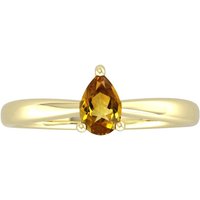 9ct Yellow Gold 4 Claw Pear Cut Citrine Ring - Ring Size B.5