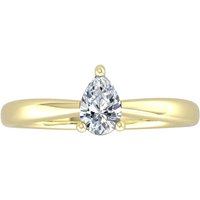 9ct Yellow Gold 4 Claw Pear Cut 0.40ct Diamond Ring - Ring Size W.5