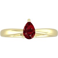9ct Yellow Gold 4 Claw Pear Cut Garnet Ring - Ring Size O.5