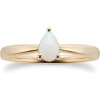 9ct Yellow Gold 4 Claw Pear Cut Opal Ring - Ring Size N