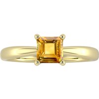 9ct Yellow Gold 4 Claw Square Citrine 5mm x 5mm Ring- Ring Size C.5