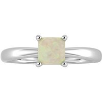 9ct White Gold 4 Claw Square Opal 5mm x 5mm Ring- Ring Size V.5