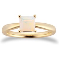 9ct Yellow Gold 4 Claw Square Opal 5mm x 5mm Ring- Ring Size E