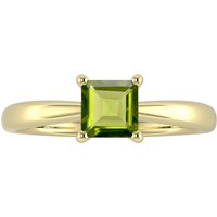9ct Yellow Gold 4 Claw Square Peridot 5mm x 5mm Ring- Ring Size X