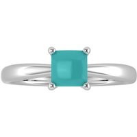 9ct White Gold 4 Claw Square Turquoise 5mm x 5mm Ring- Ring Size N.5