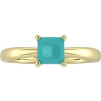 9ct Yellow Gold 4 Claw Square Turquoise 5mm x 5mm Ring- Ring Size O.5
