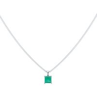 9ct White Gold 4 Claw Square Emerald 5mm x 5mm Pendant & Chain