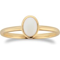 9ct Yellow Gold Oval 7mm x 5mm Opal Bezel Set Ring - Ring Size D