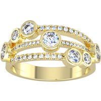 18ct Yellow Gold Diamond Bubble & Bar Ring - Ring Size B.5