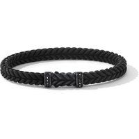 Chevron Bracelet in Black Rubber with Black Titanium and Black Diamonds - Size Medium
