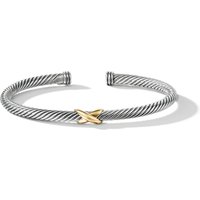 X Classic Cable Station Bracelet in Sterling Silver with 18ct Yellow Gold - Size Medium