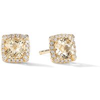 Petite Chatelaine® Pavé Bezel Stud Earrings in 18ct Yellow Gold with Champagne Citrine and Diamonds, 5mm