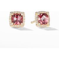 Petite Chatelaine® Pavé Bezel Stud Earrings in 18ct Yellow Gold with Pink Tourmaline and Diamonds, 5mm
