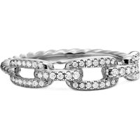 Stax Chain Link Ring in 18ct White Gold with Diamonds - Ring Size M