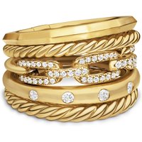 Stax Five Row Ring In 18ct Yellow Gold With Diamonds - Ring Size O