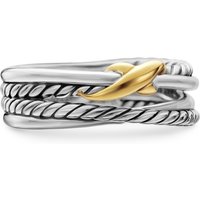 X Crossover Band Ring In Sterling Silver With 18ct Yellow Gold - Ring Size N