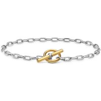 DY Madison® Toggle Chain Bracelet in Sterling Silver with 18ct Yellow Gold, 3mm - Size Small