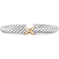Cable Flex X Bracelet In Sterling Silver With 14ct Yellow Gold 6mm - Size Large