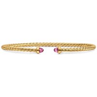 Micro Cablespira® Flex Bracelet In 18ct Yellow Gold With Pink Tourmaline, 2.6mm - Size Medium