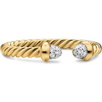 Micro Cablespira® Flex Open Ring In 18ct Yellow Gold With Pavé Diamond Domes, 2.5mm - Ring Size O