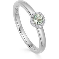 Mappin and Webb 18ct White Gold Grace Green Amethyst 005cttw Diamond Mini Ring Ring Size M