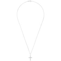 Sterling Silver Cubic Zirconia & Pearl Cross Pendant Necklace