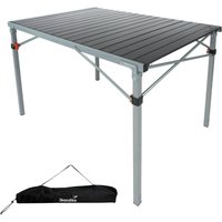 Skandika Aluminium Klapptisch Maikku | Alu Campingtisch für 6 Personen, 80 kg Traglast, 107 x 70 x 70 cm, wasserfest, klappbar, leicht, einrollbare Tischplatte | Falttisch für Garten, Angeln (Grau)