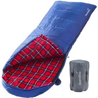 skandika Dundee Decken-Schlafsack, Luxus-Qualität, Baumwolle/Flanell Innenfutter, bis -20°C, 220x80 cm, koppelbar (Blau RV rechts)