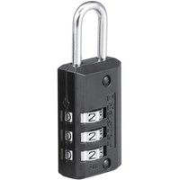 Candado con combinación y cuerpo de zinc, negro, 6,3 x 2 x 1 cm