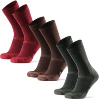 DANISH ENDURANCE Merino Wandersocken, Sommer Trekkingsocken, Unisex, Herren, Damen & Kinder, 3 Paar, Mehrfarbig (braun, rot, grün), 39-42