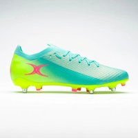 Gilbert speedstar 6s azul turquesa e verde botas de râguebi