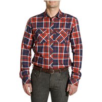 Sentier Long-sleeved Horse Riding Shirt - Navy And Red Checks