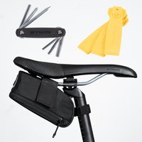 Decathlon UK ROCKRIDER Saddle Bag Kit Easy m 0.6l + Multitool + 3 Tyre Lever - Black | FREE Click & Collect at Stores and Asda. 365 Days return available.