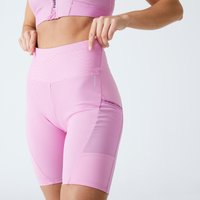 Decathlon UK Domyos Women's Cardio Fitness Bike Shorts With Phone Pocket - Pink | FREE Click & Collect at Stores and Asda. 365 Days return available.