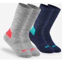 Kids’ Warm Hiking Socks Sh100 Mid 2 Pairs