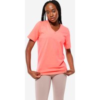 Women's V-neck Cotton Fitness T-shirt - Pastel Orange