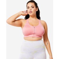 Women's High Support Zipped Sports Bra With Cups - Pink