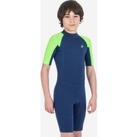 Kids’ Surfing Shorty Wetsuit 1.5mm Natural Rubber Yulex 100 Blue Green