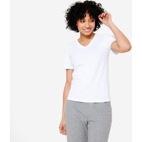 Women's V-neck Cotton Fitness T-shirt - White